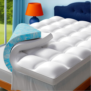 Queen Size Dual Layer 4 Inch Memory Foam Mattress Topper | 2 In Cooling Gel Memory Foam and 2 In Washable Soft Pillow