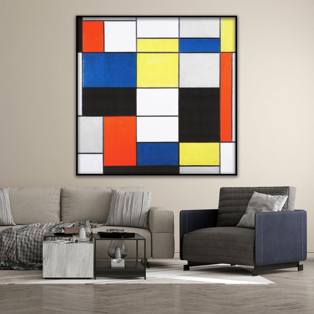 Piet Mondrian Poster - red yellow blue poster - Famous Geometric Canvas Wall Art Decor - Art Creation Poster