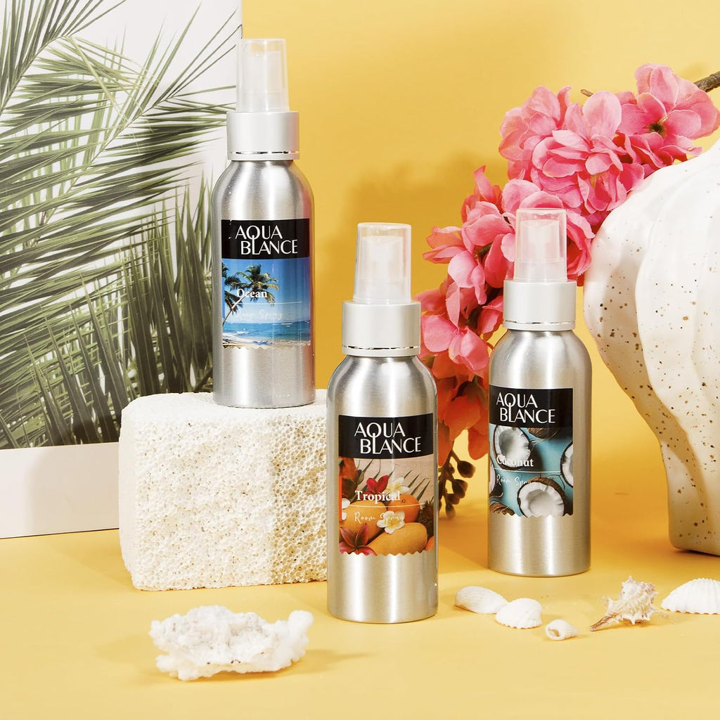 Fragrant Room Spray, Tropical, Ocean, Coconut, 3 x 3.4 fl oz, Air Fresheners Odor Eliminator, Concentrated Room Spray - Set of 3