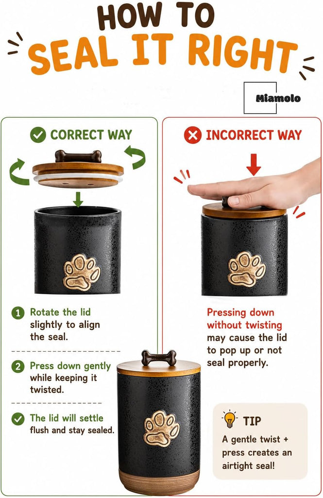 Dog Treat Container with Lid, Airtight Dog Treat Jar for Countertop