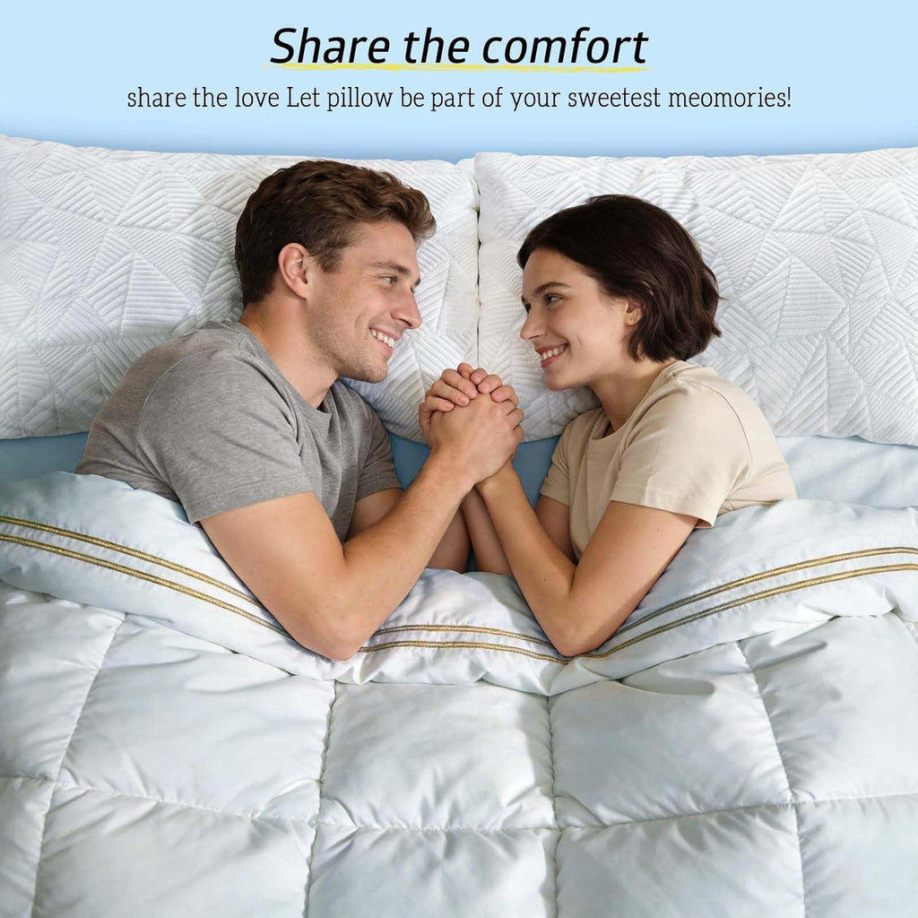 Cooling Pillows Queen Size Set of 2, Shredded Memory Foam Pillows Cool for Hot Sleepers, Adjustable Firm Soft Support