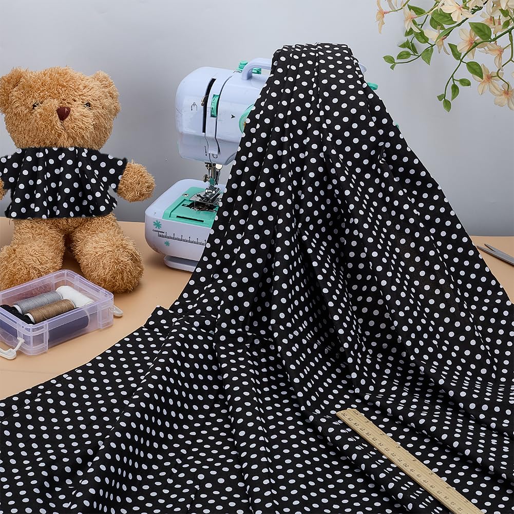 1.09Yards Black White Polka Dot Cotton Fabric 62inch Wide Wide Dots Printed Craft Fabric Rectangle Cotton with 6mm