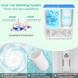 20 Lbs Portable Washing Machine, Portable Washer for Apartment with 12 Lbs Washer, 8 Lbs Spinner, Mini Compact Top