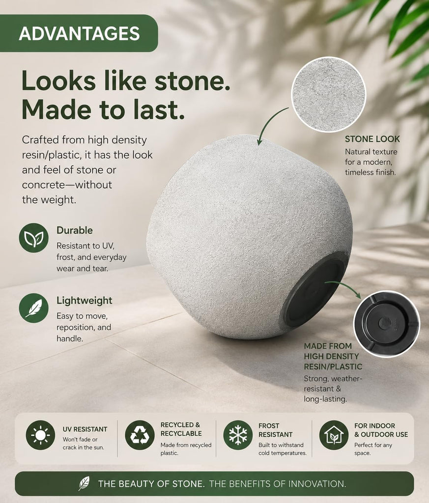 Large Resin Planter Pot for Trees Big Flower - Lightweight Round Plant Pot with Stone-Textured Finish