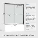 60" W x 58" H Semi-Frameless Bypass Sliding Bathtub Shower Door, Easy-to-Clean Treated Clear Tempered Glass, Matte Black