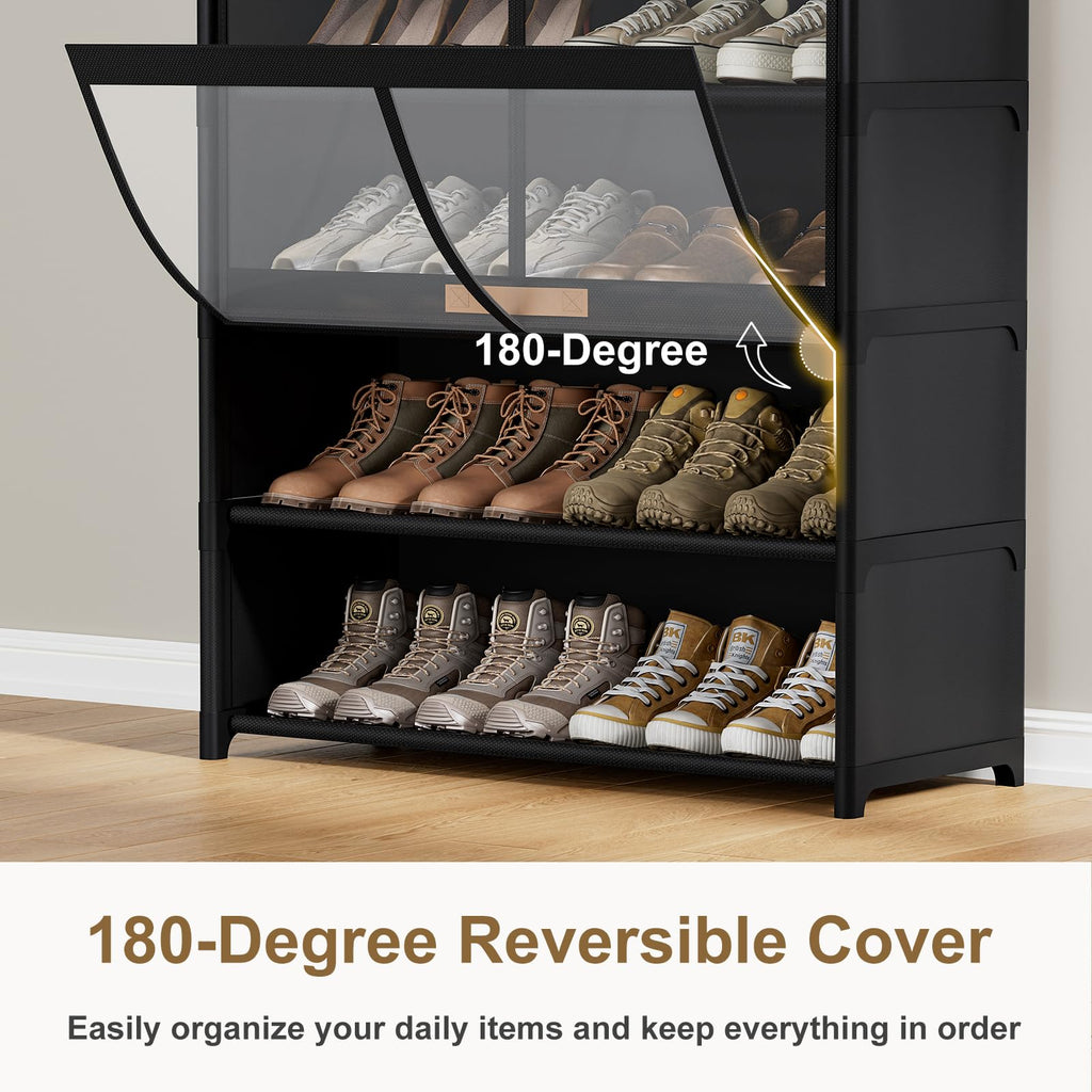 9 Tier Shoe Cabinet with Doors, 36-Pair Storage, Black