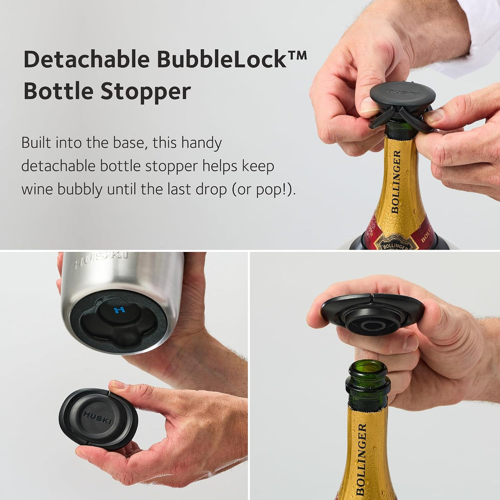 Champagne Chiller | NEW | Award-Winning Iceless Design with Detachable Bottle Stopper | Keeps Wine Cold up to 6 Hours