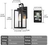 Outdoor Wall Lights, Matte Black Exterior Light Fixture with Clear Glass Shade, Waterproof Front Porch Lighting