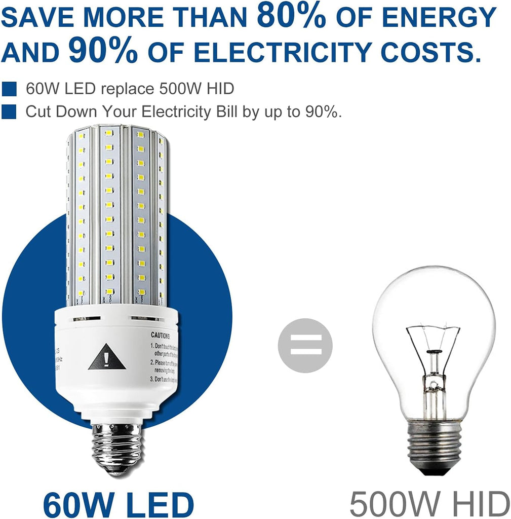Mafuken 500W Equivalent LED Corn Light Bulb 7500 Lumen Led Bulbs 60W Super Bright 5000K Cool Daylight White E26/E27