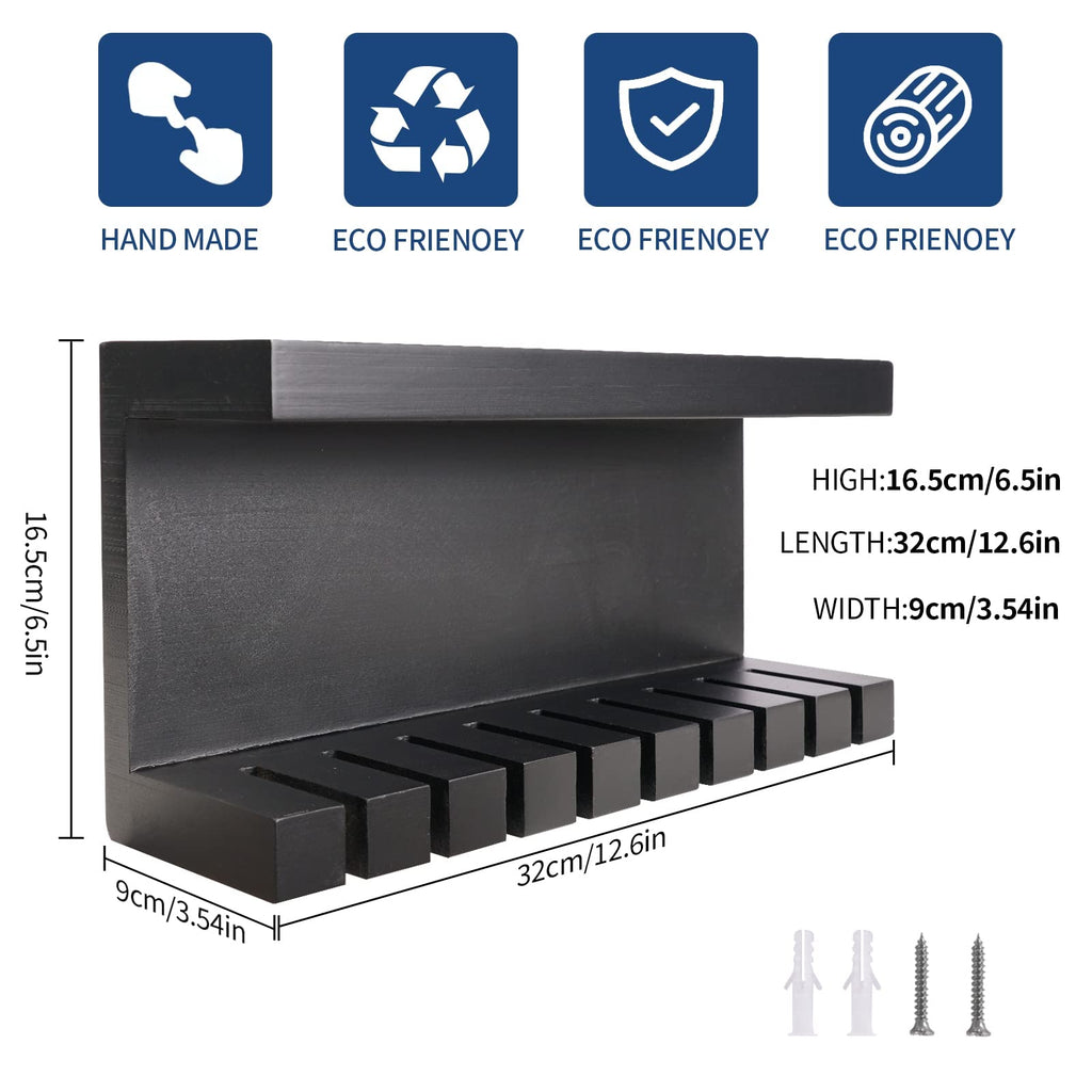 Belt Organizer - Wall Mounted Hanger with Double Shelving, Universal Rack for Men & Women, Black