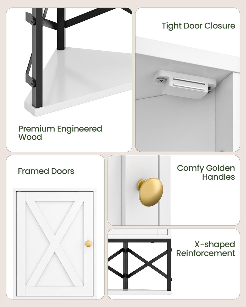 Bathroom Wall Cabinet, Corner Medicine Cabinet, Wall Mount Corner Cabinet with Open Shelf and Adjustable Shelf