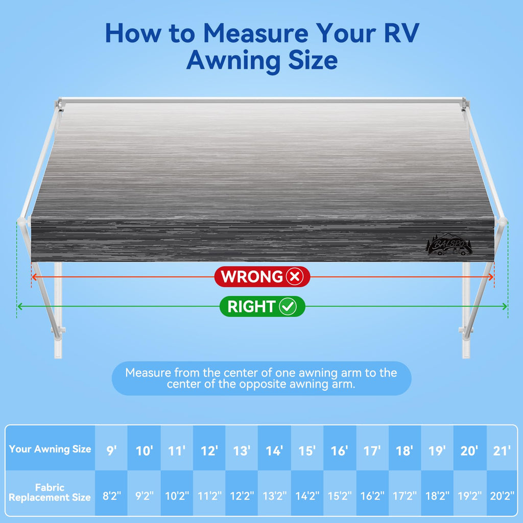 RV Awning Fabric Replacement for 10ft Camper Awnings, 20.8 oz/yd2, Gray