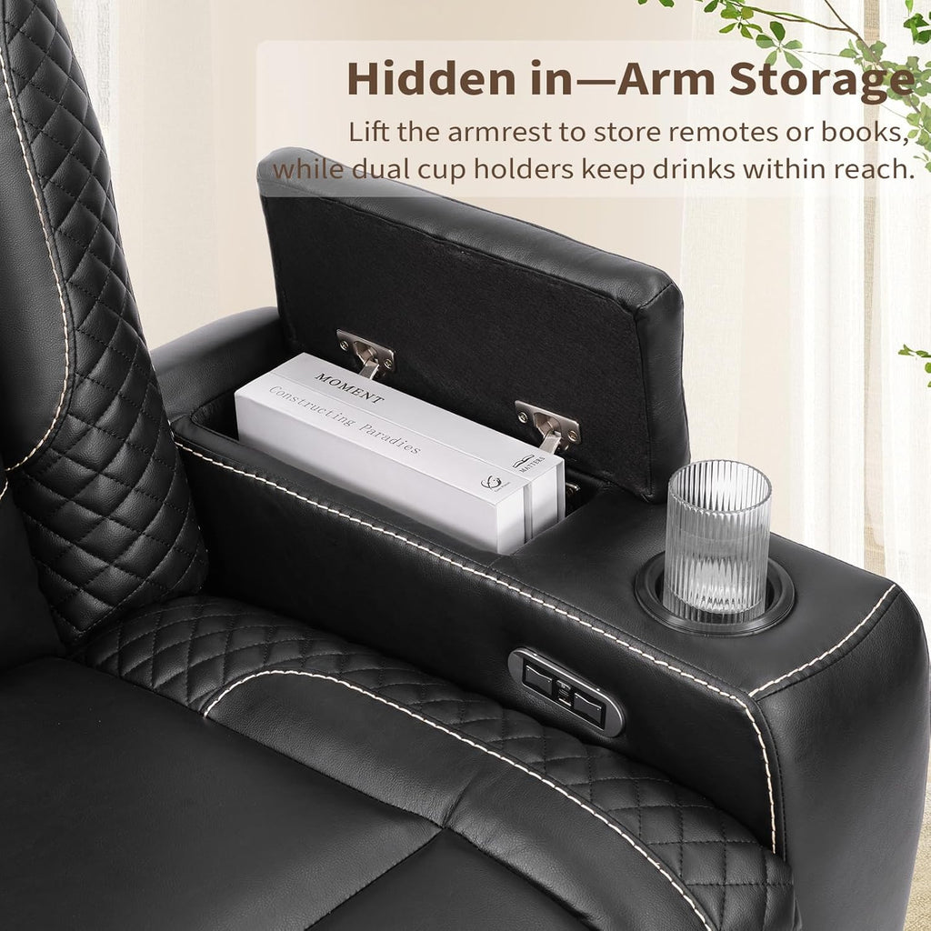 ANJ Modular Power Recliner Set: 5-Seat Home Theater Seating,3 Seat Recline Sofa and Loveseat (Center Console & Fixed