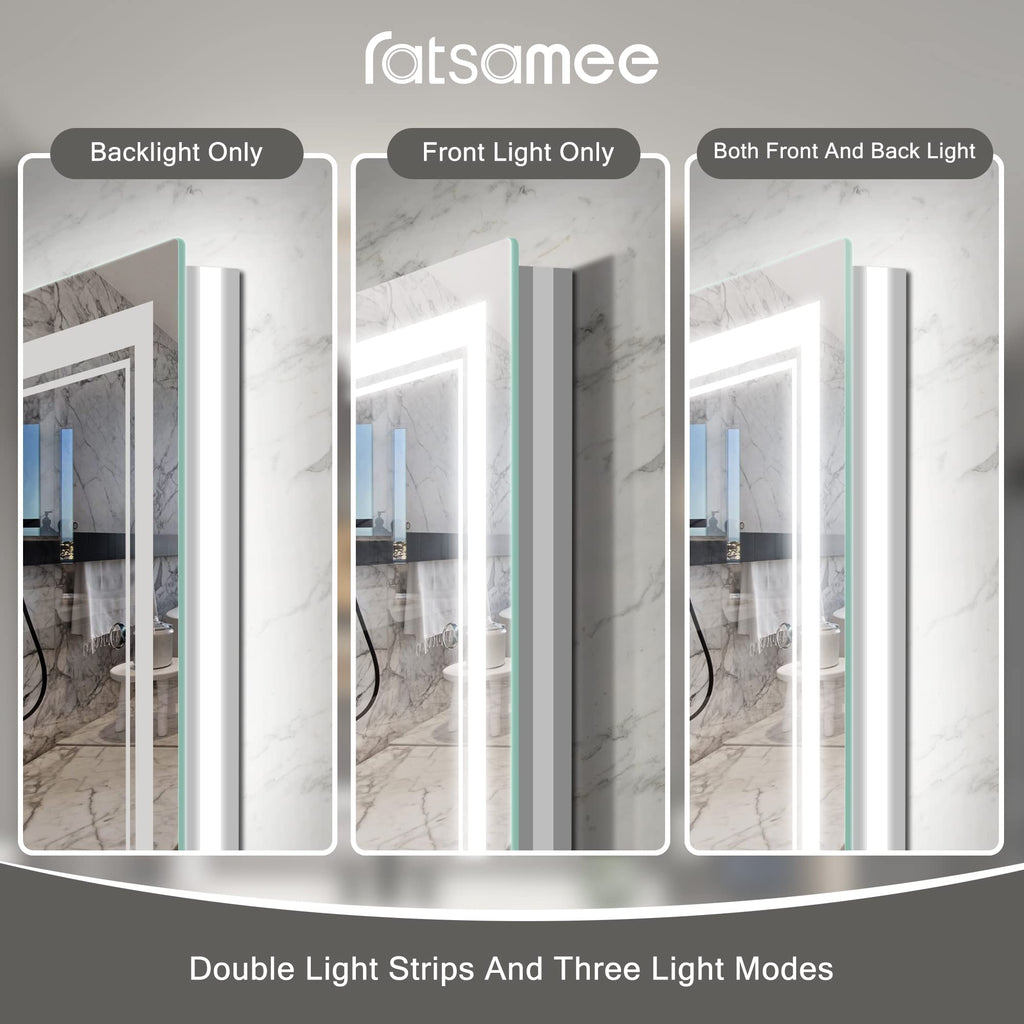 60x36 LED Bathroom Mirror with Lights, Backlit+Front Lit, Anti-Fog