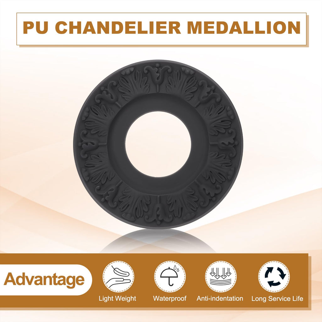 Ceiling Medallion, 10" OD x 4" ID PU Decorative Ceiling Light Medallion Chandelier Medallion 3D Carving Ceiling Light