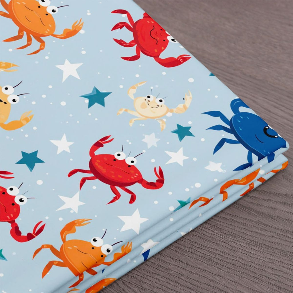 Watercolor Crab Fabric by The Yard, Ocean Theme Sealife Fabric, Cartoon Cute Sea Animals Fabric Decor, Geometric Star