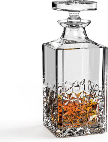 Crystal Whiskey Decanters, Lead-free Decanter with Glass Stopper, Vodka decanter for Wine, Bourbon, Brandy, Liquor