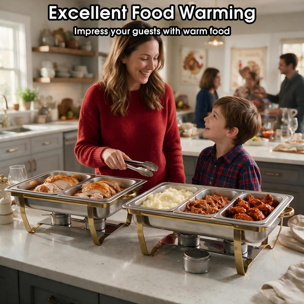 Chafing Dishes for Buffet, 11Qt, 4 Pack, Gold