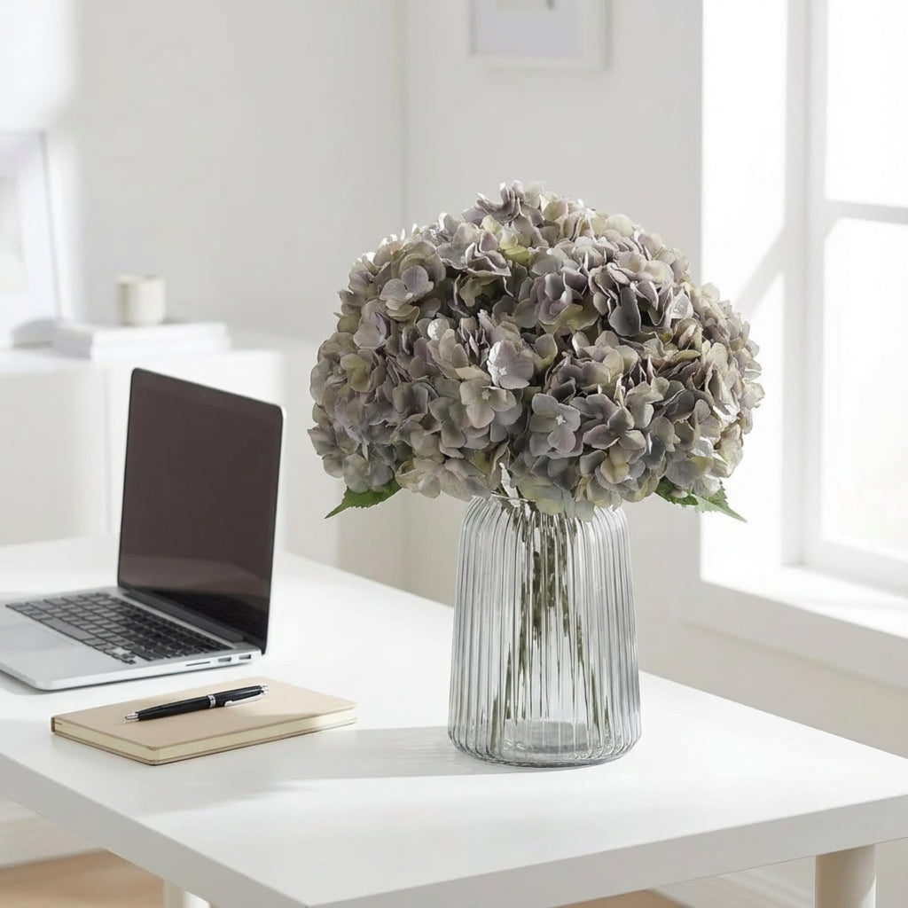 2Bouquets Artificial Fake Flowers Plants Silk Hydrangea Arrangements Wedding Bouquets Decorations Plastic Floral Home
