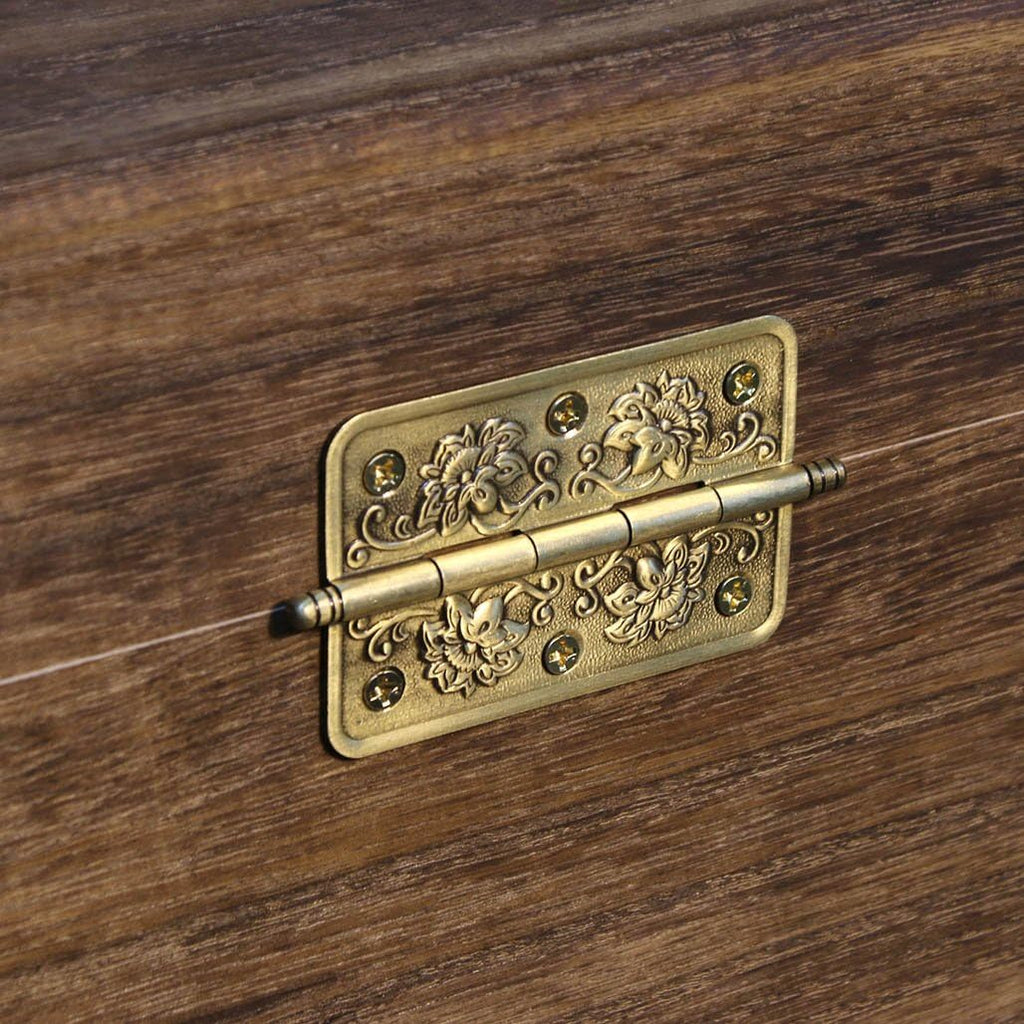 4 PCs Embossed Brass Hinges - Decorative Flap Hinges with Flower Patterns for Wooden Chest Trunck Cabinet Cupboard