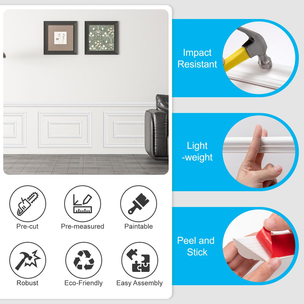 Premade Peel and Stick Door Molding Trim Kit, 3 Frames Set, 30"x 20"