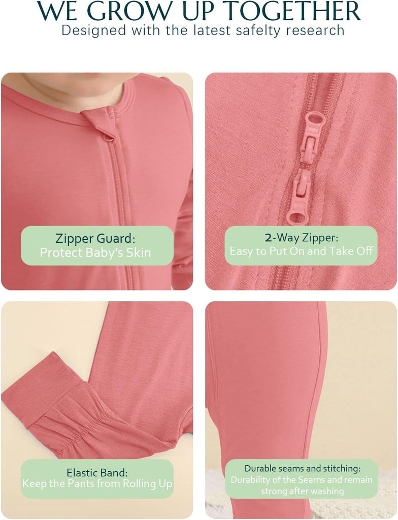 Zip-up Baby Footless Pajamas 4Packs