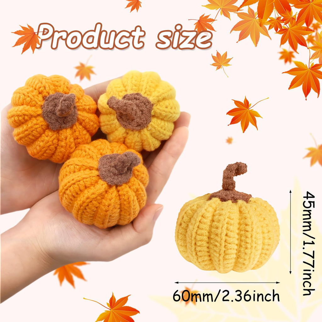 Orange Pumpkin Decor Thanksgiving Tables Fillers Crochet Fall Basket