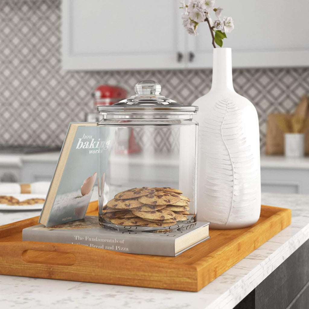 Glass Canister Set Counter + Labels & Marker - Glass Cookie Jars with Airtight Lids - Food Storage - Set of 2