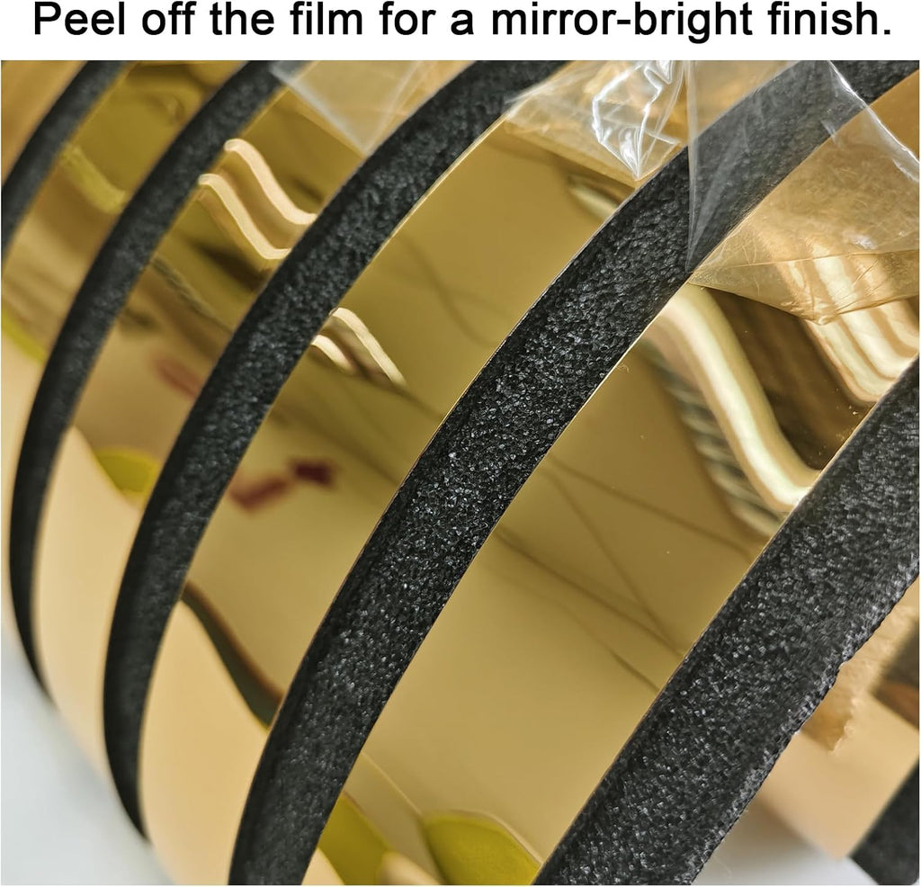 Mirror Striped Peel and Stick Wallpaper 6mm Thick 3D Gold Wall Decor Stripe Wallpaper Self-Adhesive Removable