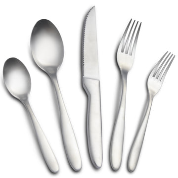 Matte Satin Silverware Set, Stainless Steel Flatware Set for 4, 20 Pieces