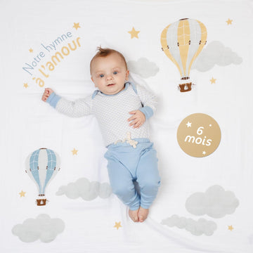 Baby's First Year Milestone Blanket and Card Set, 40" x 40", Notre L'Hymne A L'Amour