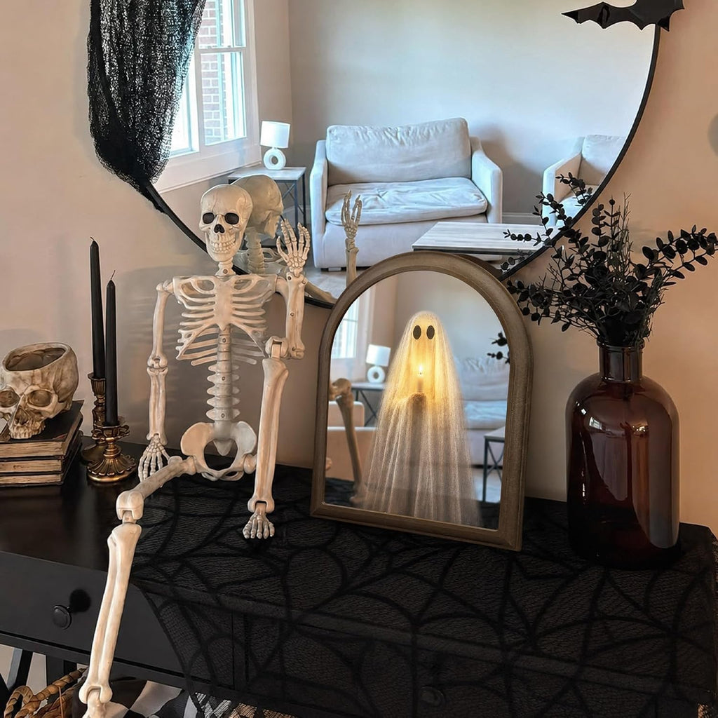 Halloween Decor - 11" x 13.8" Light Up Ghost Mirror