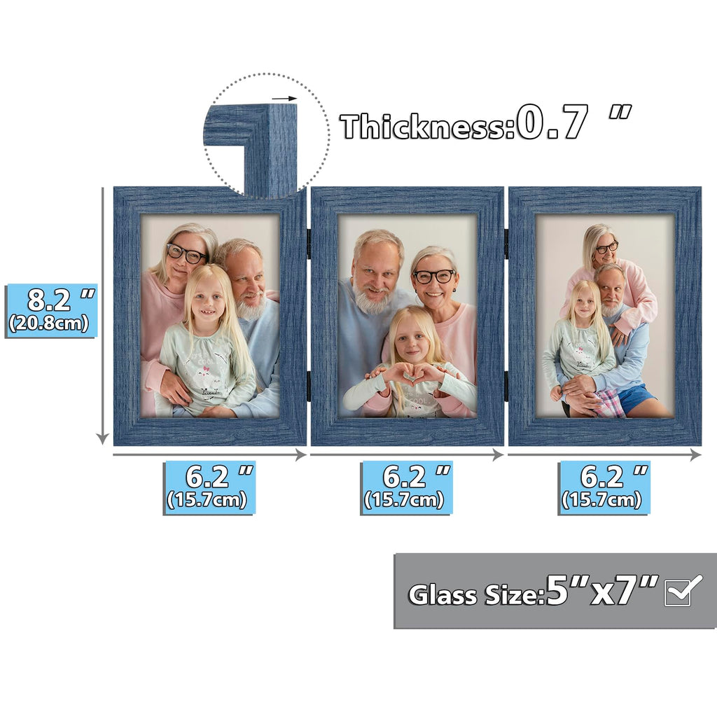 5x7 Triple Picture Frames Blue, 2 Pack