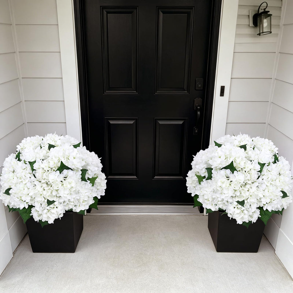 2 Pack Artificial Flowers Potted for Outdoor - White