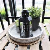 Round Wood Serving Tray with Beaded, 13” Rustic Wooden Decorative Coffee Table Tray for Centerpiece, Ottoman