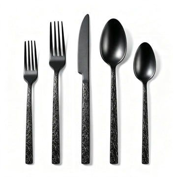 Black Hammered Silverware Set 18/10 Stainless Steel 20 Piece Service for 4