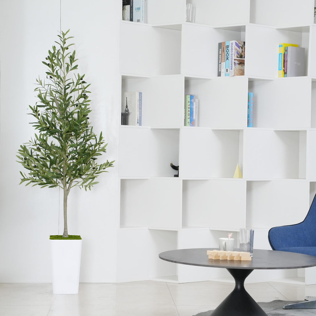 Artificial Olive Tree 6ft - Realistic Tall Fake Plants Living Room Bedroom Home Decor Indoor - Faux Floor Green Silk