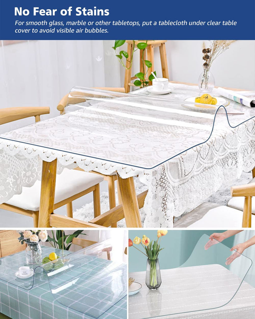 48X108 Inch Clear Plastic Tablecloths Protector 1.5mm Thick Vinyl Table Cover Mat Office Desk Blotter Pad PVC Dining
