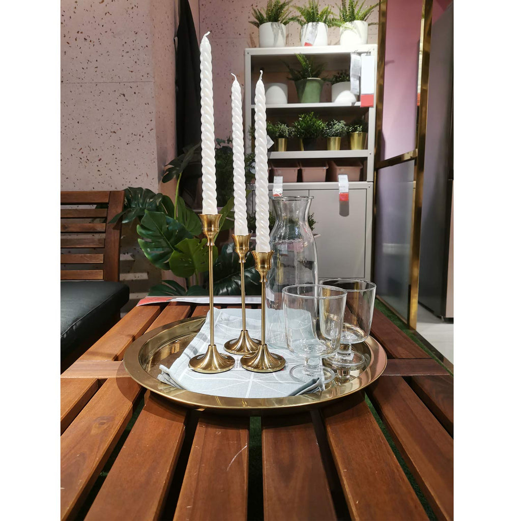 Brass Gold Taper Candle Stick Holders Set of 12, Wedding Table Decor