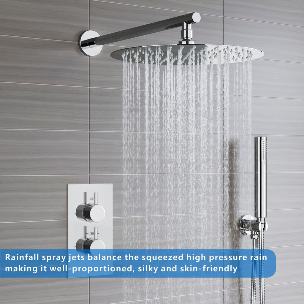 Rain Shower Head, High Pressure High Flow All Metal Rainfall Shower Head, Ultra-Thin Design-Pressure Boosting
