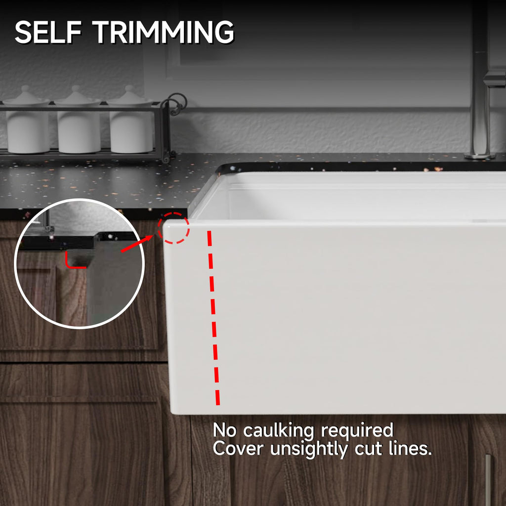 30 x 20 Inch Self Trimming Farmhouse Workstation Kitchen Sink White