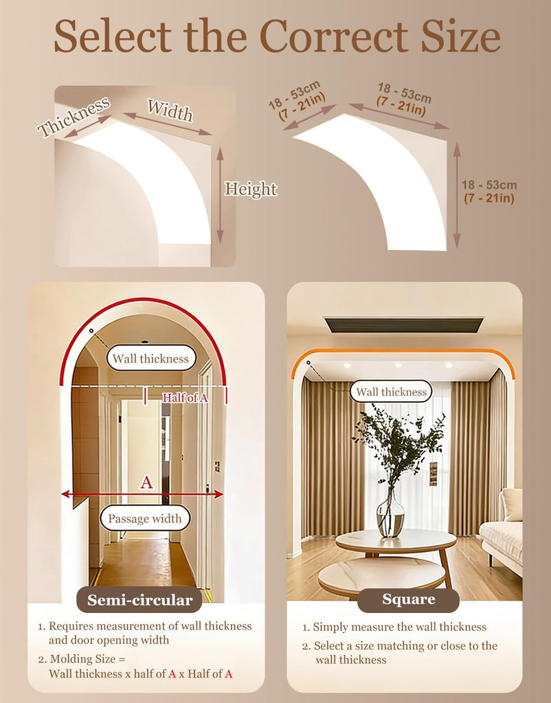 Foam Arch Kit for Doorway - Premade Door Arch Trim Molding, DIY Interior Archway Mold, Paintable Rounded Door Opening