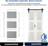 36in x 84in Bifold Barn Door, Frosted Glass Barn Door with Hardware Kit Included, Pre-Drilled Holes 
