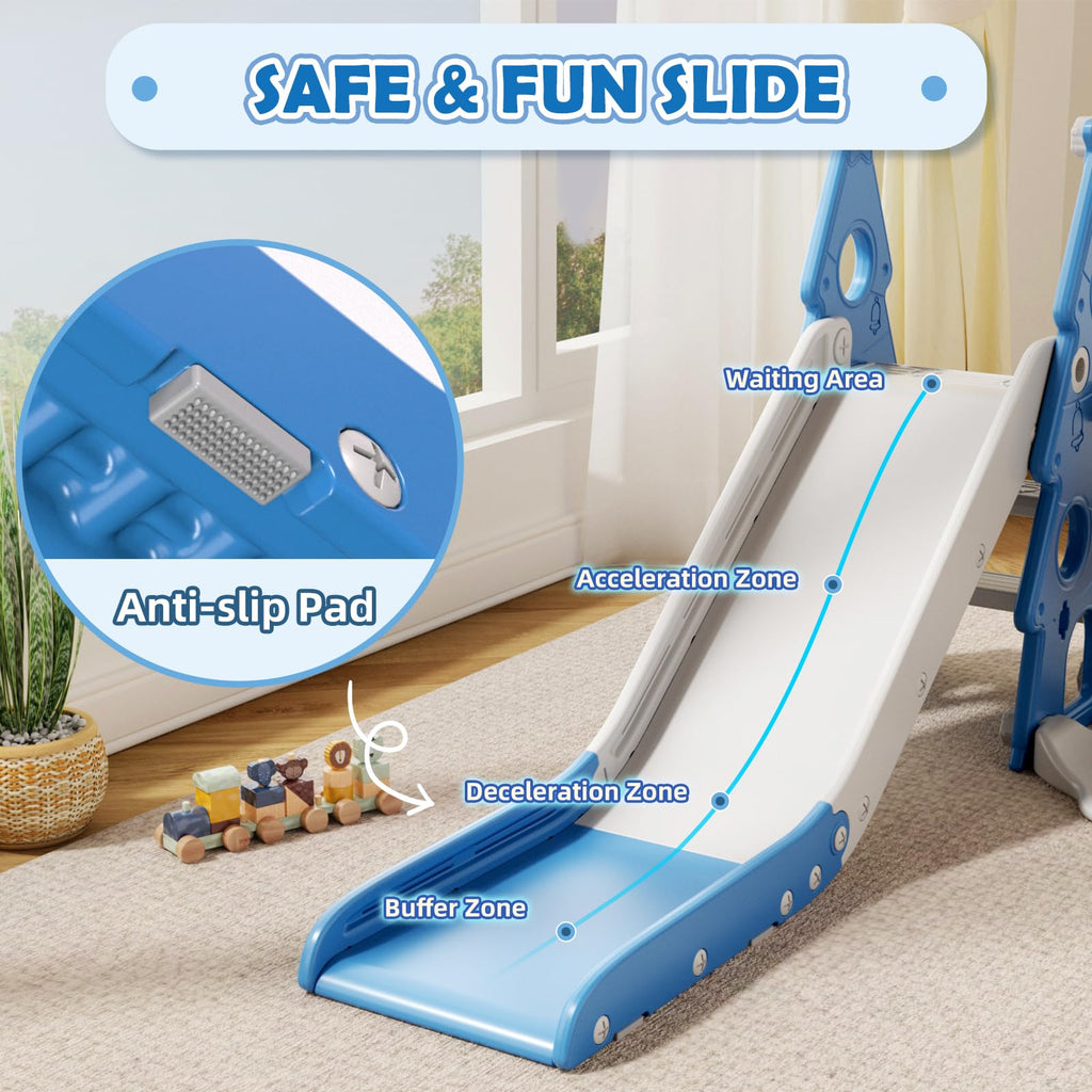 4-in-1 Toddler Swing and Slide Set, Toddler Slide Ages 1-3, Blue