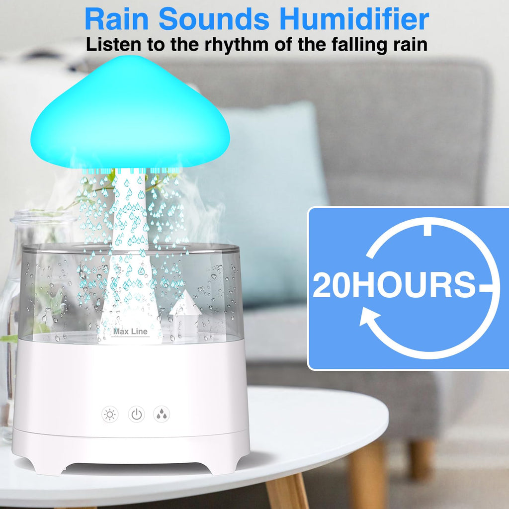 Rain Diffuser Cloud Humidifier Diffuser Water Drip Waterfall Lamp Mushroom Humidifier (Size: 6.54''x10.5'')