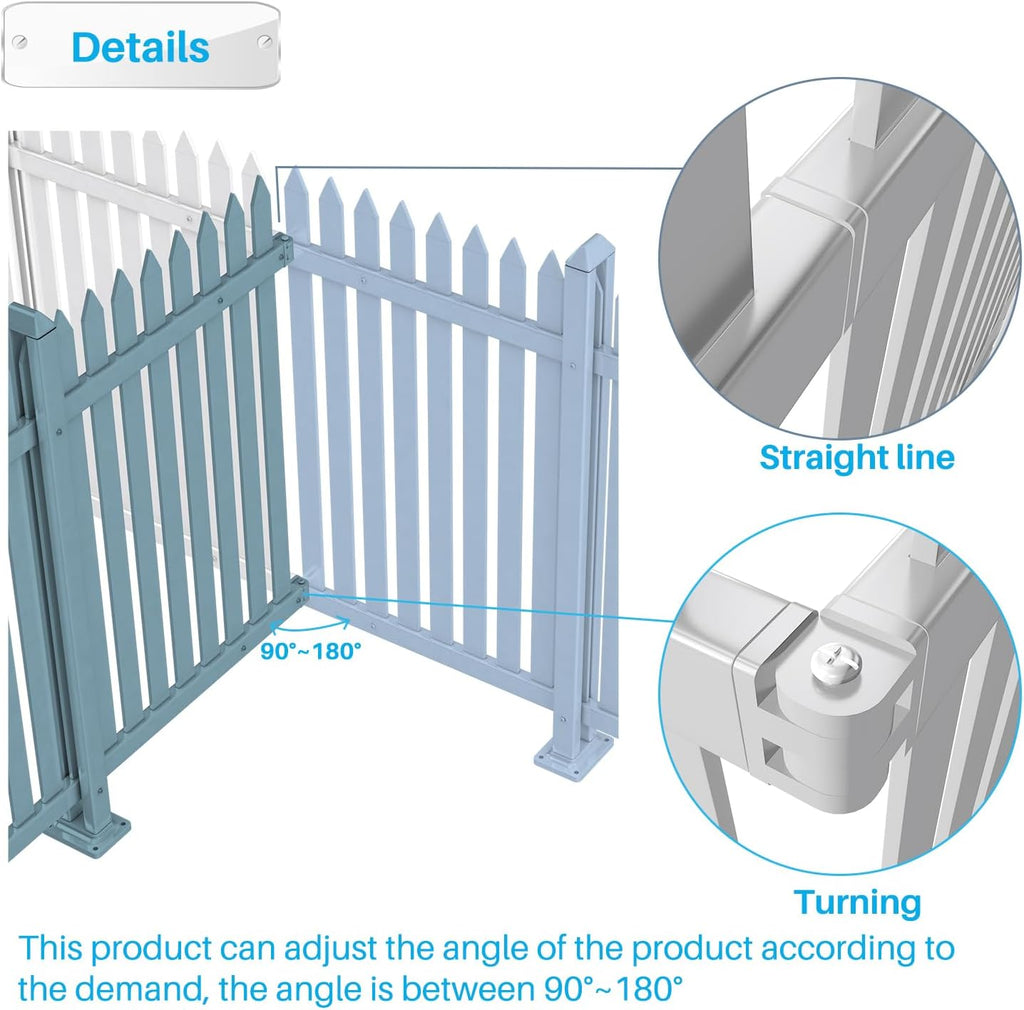 9 Sets White Vinyl Picket Fence Panels 36" H x 84" W PVC Garden Fences Plastic Decorative for Yard Porch Deck Pool