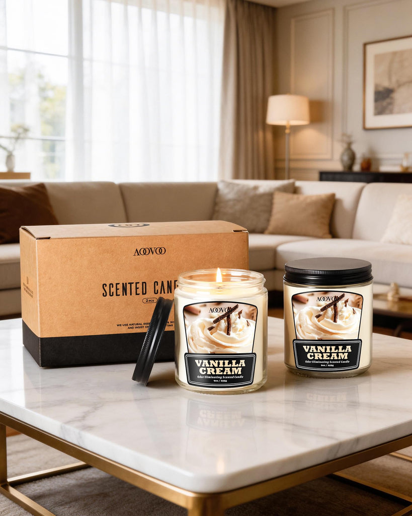 2 Pack Vanilla Cream Odor Eliminating Candle - 18 oz Soy Candle