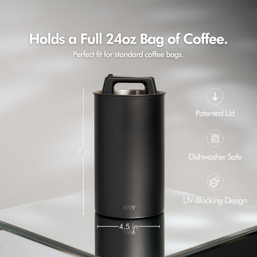 Vacuum Coffee Canister - Push Lid Preserves Coffee Aroma & Oil
