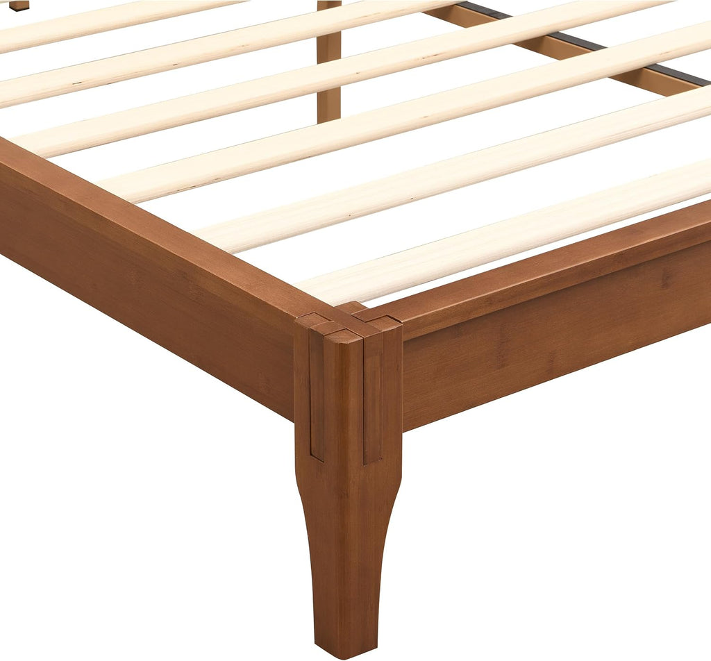 Bamboo Japanese Joinery Bed Frame, Tools Free, Brown