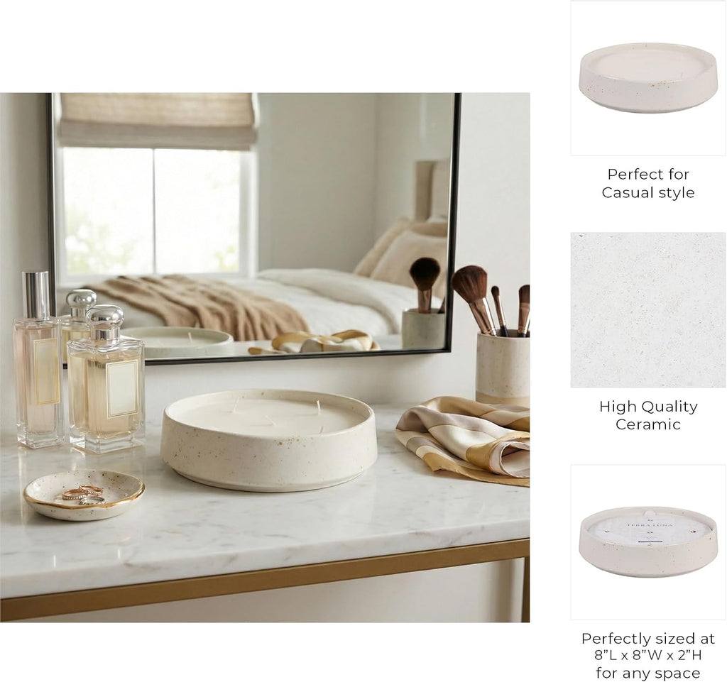 Ceramic Scented Decorative Candles, or Bathroom - Round Vessel Design for Candles for Men and Small or Large Room